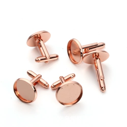 Blank Cufflinks 16mm With Glass Covers - 10 Pieces - Rose Gold
