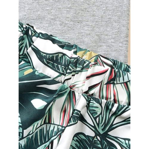 Two Pieces Kid Boy Tropical Style Polo Shirt With Shorts Set