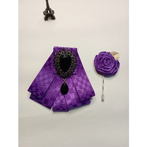 Men's Wedding Bow Tie With Brooch - Purple
