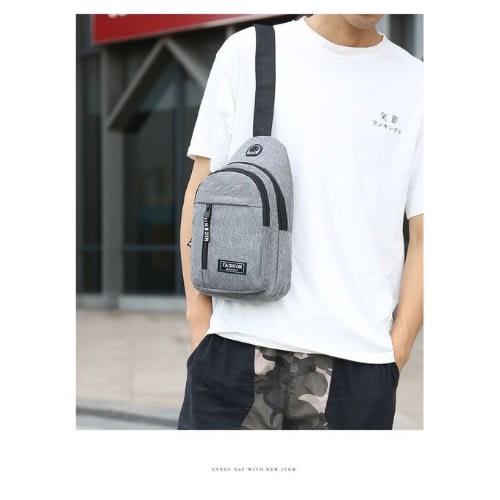 Multifunction Three Zipper Cross Body Messenger Bag - Grey