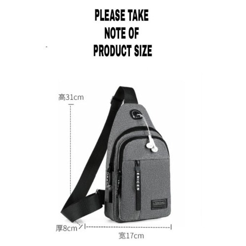 Multifunction Three Zipper Cross Body Messenger Bag - Grey
