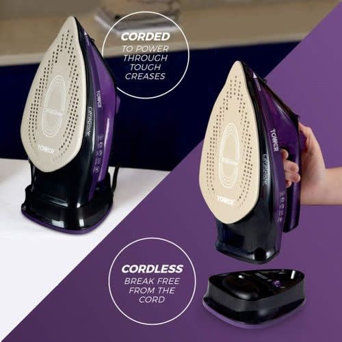 Tower Nano Coated Cera Glide 2 - In - 1, Cord/cordless Iron 2400watts Power.