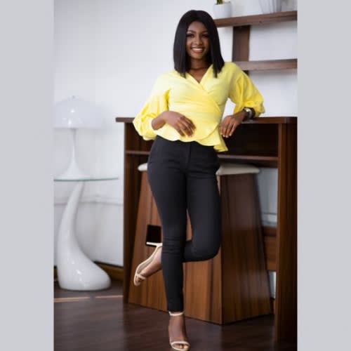Boohoo Wrap Top With Peplum Waist- Yellow