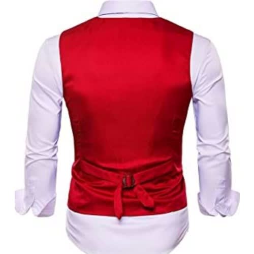 Men's Double Breasted Waistcoat  - Red