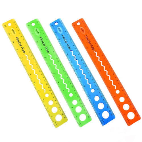 Flexible Ruler - 30cm Long - Set of 4 Pieces of Different Colours