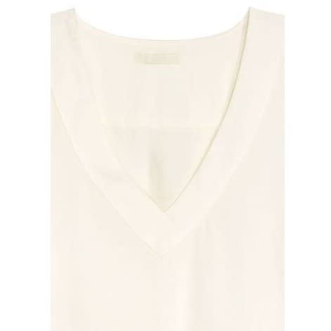 V- Neck Satin Blouse-Cream