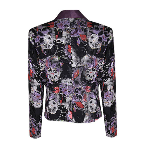Unique Floral Ladies Jacket With Satin Collar - Multicolor - Lj-4602