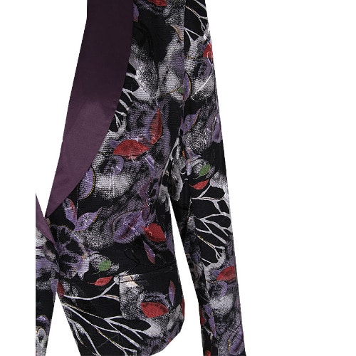 Unique Floral Ladies Jacket With Satin Collar - Multicolor - Lj-4602