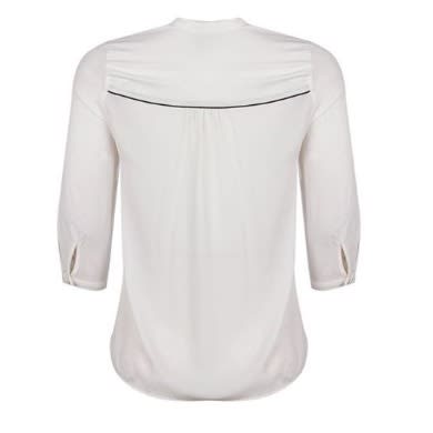 Button Pleated Front Chiffon Shirt- Off White