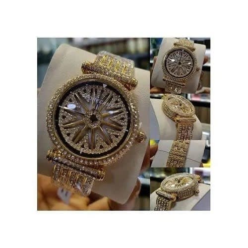 Unisex Spinning Dial Wristwatch - Gold