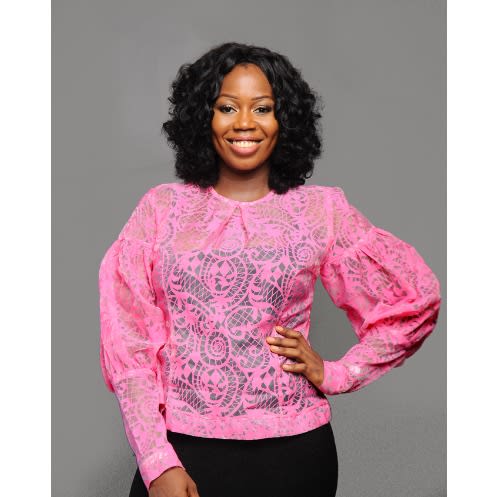 Organza Abstract Sleeve Top - Pink
