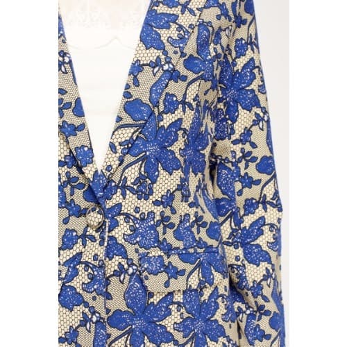 Floral Print Blazer - Blue Multicolour