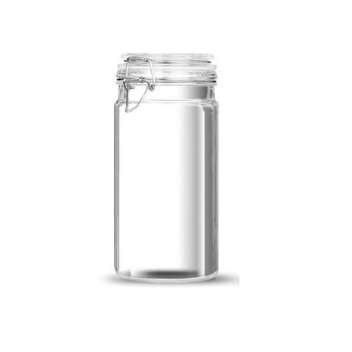 Multipurpose Transparent Glass Mason Jar  + Airtight Leak Proof Steel Clamp Lid -1200ml