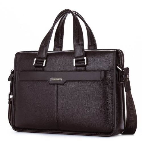 Male Computer 15.6 Inch Briefcase Business Leather Men's Bag- Brown