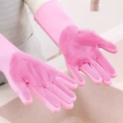 Silicon Dish Wash Hand Gloves - Pink