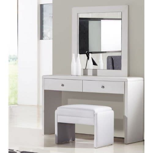 Dressing Mirror With Stool- White