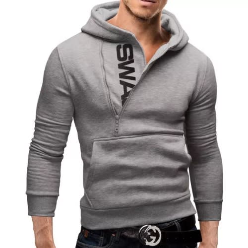 Men Hooded Sweatshirt + Jogger Sweatpants - Black & Grey - 2 Sets