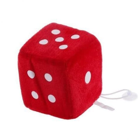 Fuzzy Dice Dots Rearview Mirror Decoration- Red - 1 Peice
