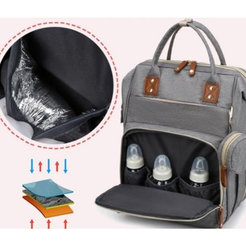 Nursing Mother Care Bag With USB Charging Port - Grey