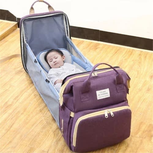Diaper Bag With Baby Crib Purple