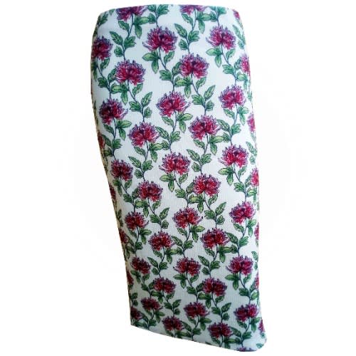 Cream Floral Pencil Skirt