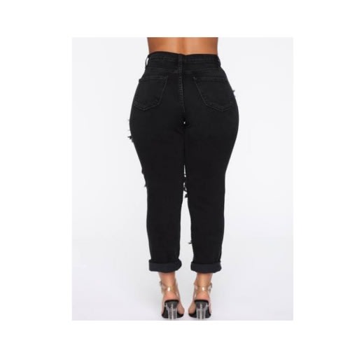 Black Ripple Boyfriend Jean