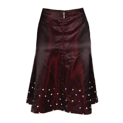 Stunning Ladies Pearl Detailed Skirt With A Flared Design - Maroon - Lsk-4660