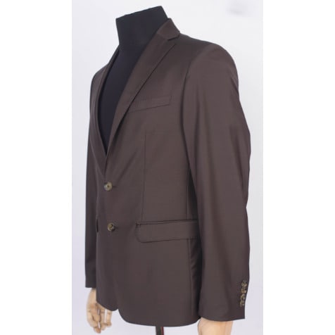 2 Piece Blended Wool Suit - Coffee Brown