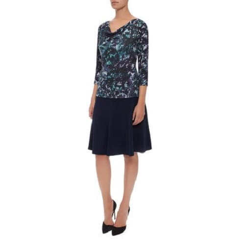 Textured Detail Flared Skirt - Blue
