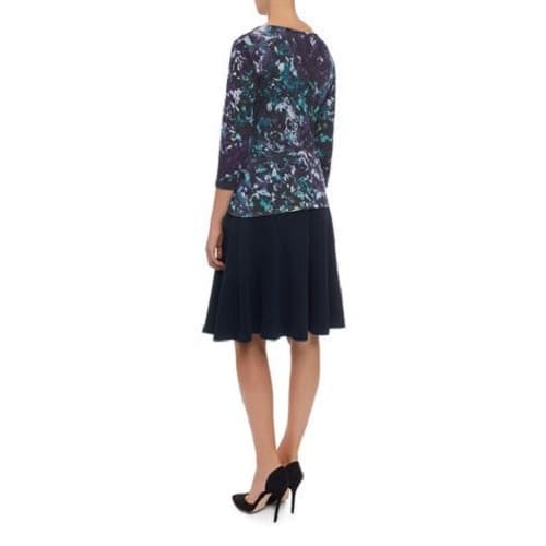 Textured Detail Flared Skirt - Blue