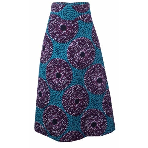 Rhinestone Ankara Wrap Skirt - Blue & Purple