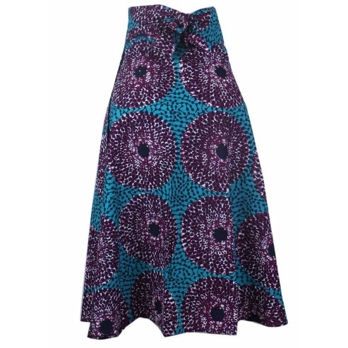 Rhinestone Ankara Wrap Skirt - Blue & Purple
