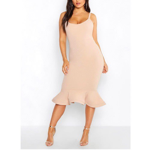 Blush Peplum Hem Midi Dress - Plus Size