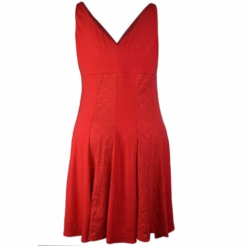 Sleeveless V-Neck Dress - Red