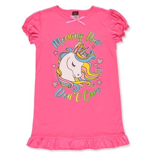 Girls Sleepy Panda & Unicorn Shimmering Pyjama Nightgown-(size Run Small/short)