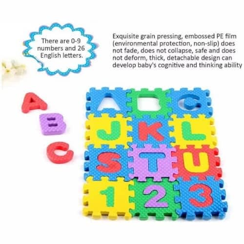 Kids Eva Puzzle Mats Alphabet & Numbers- Multicolor