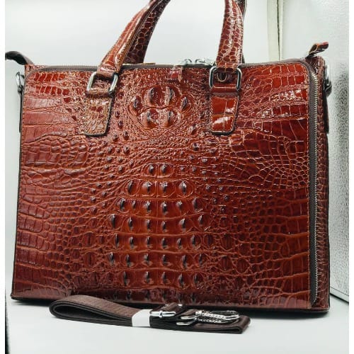 Leather Laptop And Office Bag - Brown