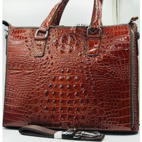 Leather Laptop And Office Bag - Brown