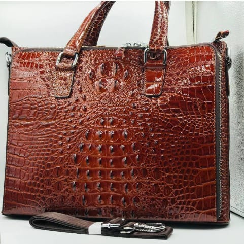 Leather Laptop And Office Bag - Brown