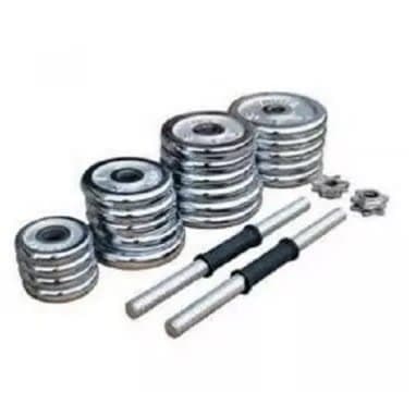 Chromed Adjustable Barbell Set - 20kg-Silver