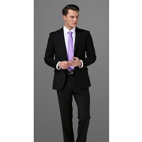 Men Smart One Button Suit - Black