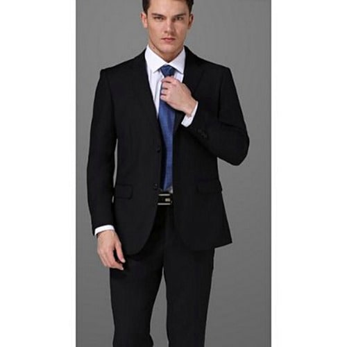 Men Smart One Button Suit - Black