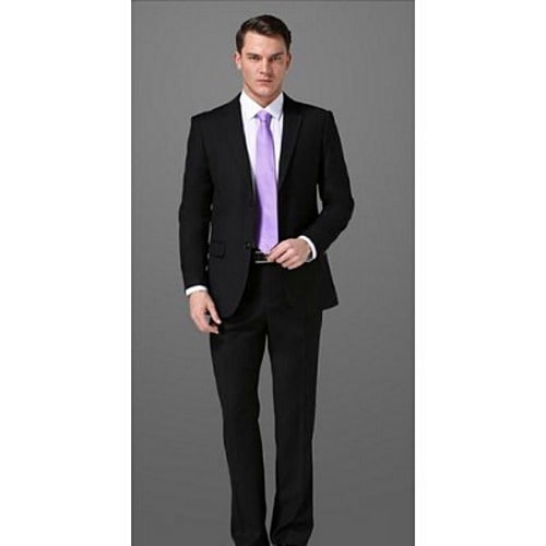 Men Smart One Button Suit - Black