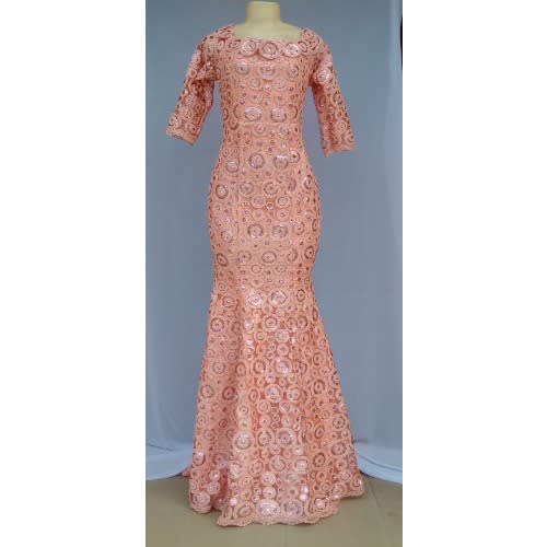 Women's Shimmering Evening Dress - Peach