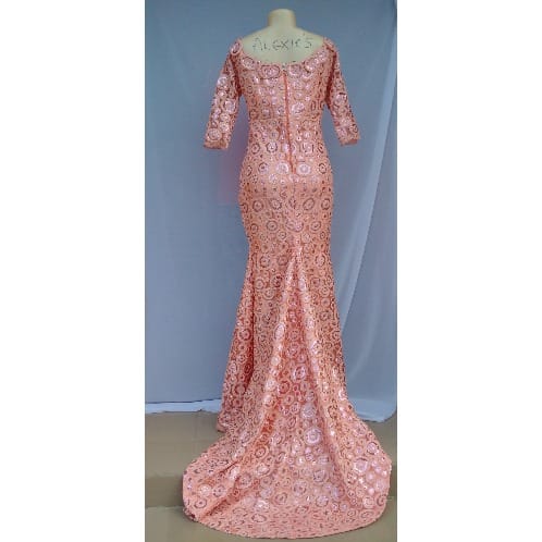 Women's Shimmering Evening Dress - Peach