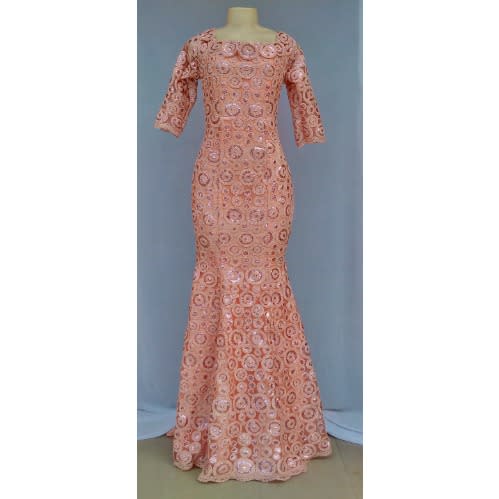 Women's Shimmering Evening Dress - Peach