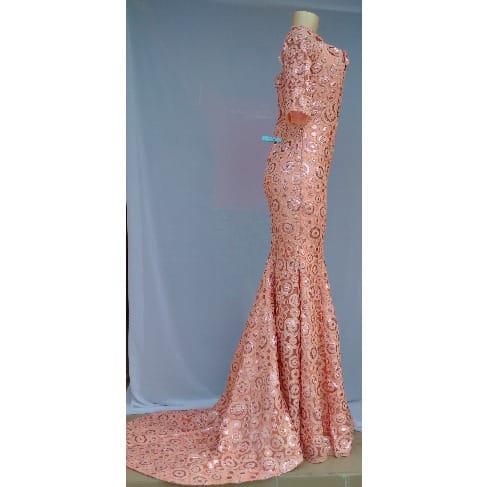 Women's Shimmering Evening Dress - Peach