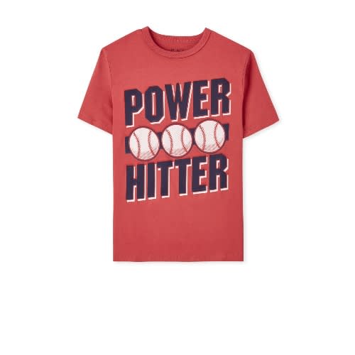 Boys Power Hitter Graphic Tshirt - Coral Navy