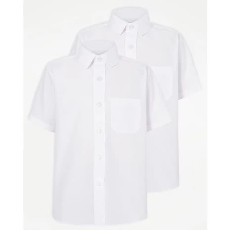 Boy's White Short Sleeve School Shirt - 2 Pack - Regular