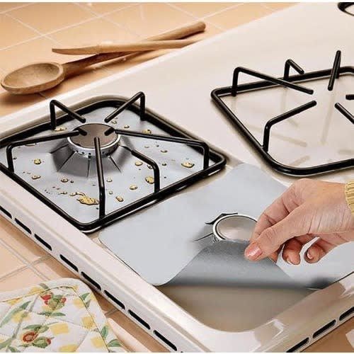 Reusable And Non-stick 2pc Gas Burner Protector Cover Liner - Silver